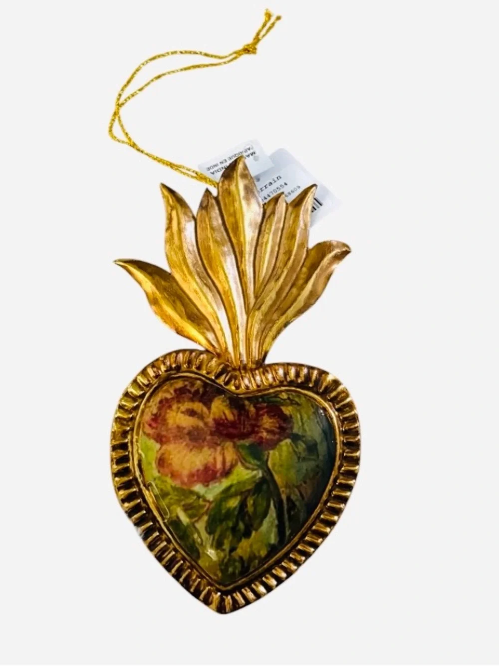 ANTHROPOLOGIE➕TERRAIN EXCLUSIVE Enamel Green Floral Heart Medallion Ornament NWT